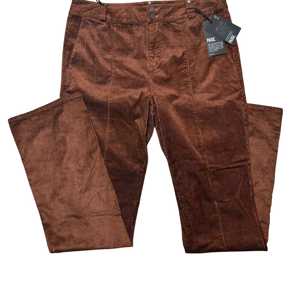 PAIGE Women's Naomi Seaming Details Double Button Slight Bootcut in Bronze Dust
